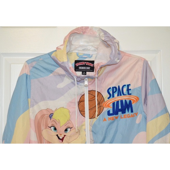 Looney Tunes Space Jam Tune Squad Windbreaker Size‎ M Hooded Jacket Members Only - Picture 3 of 16